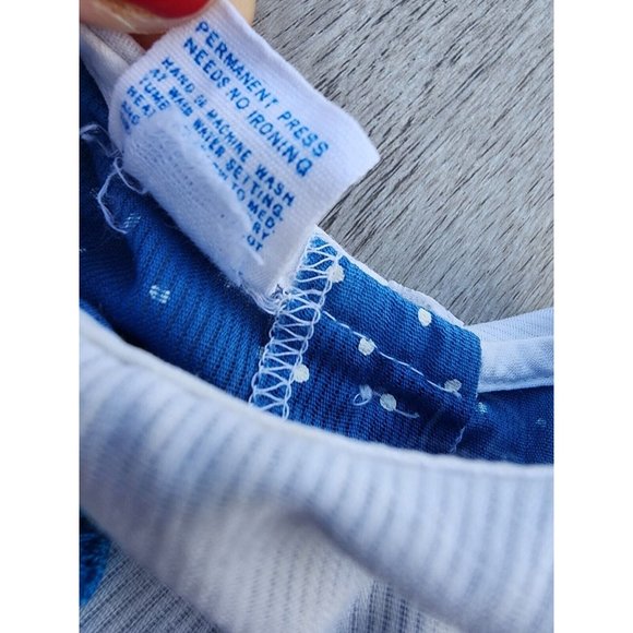 Vintage Mini World Blue Party Dress Size 6-9 Months White Lace Ruffles Bow Pants - Picture 9 of 9